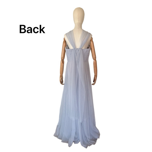 Jenny Yoo Strapless Dress Tulle Mock Neck Light Blue Size 16 New - Picture 2 of 11